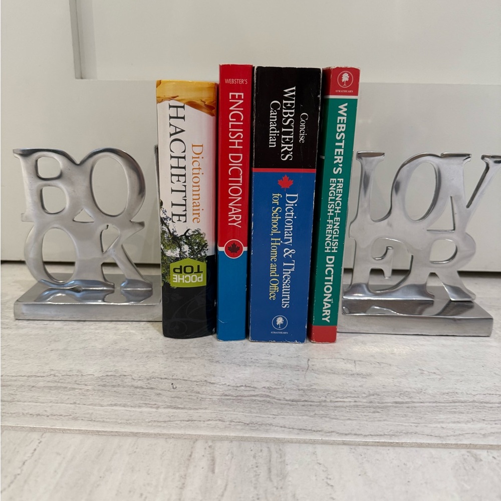“Book Lover” Silver book ends $10/EACH